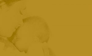 Mother-with-baby-silhouette-on-deep-gold-background